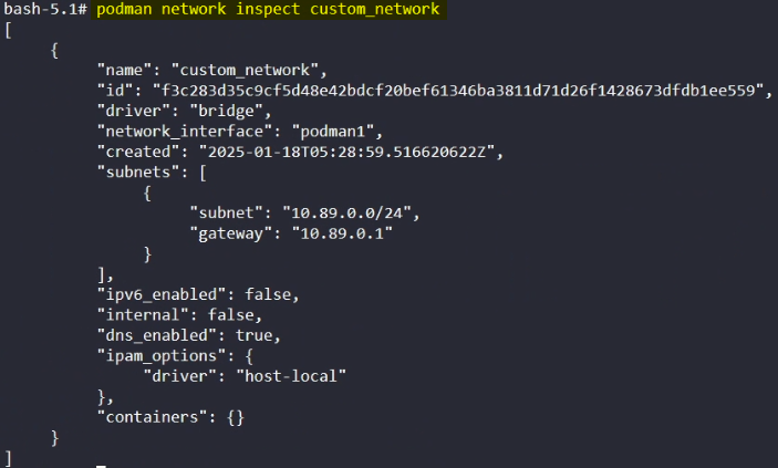 Inspect Custom Network